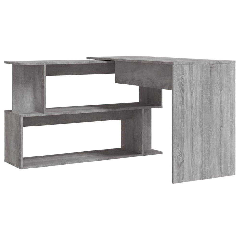 Kampinis rašomasis stalas, pilkas ąžuolo, 200x50x76cm, mediena