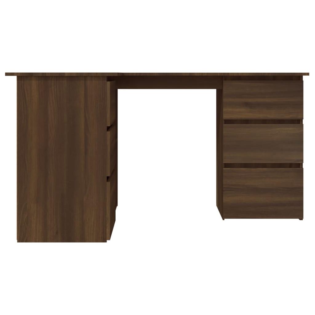 Kampinis rašomasis stalas, rudas ąžuolo, 145x100x76cm, mediena