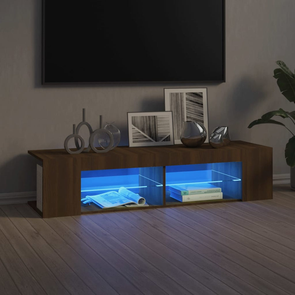 Televizoriaus spintelė su LED, ruda ąžuolo, 135x39x30cm