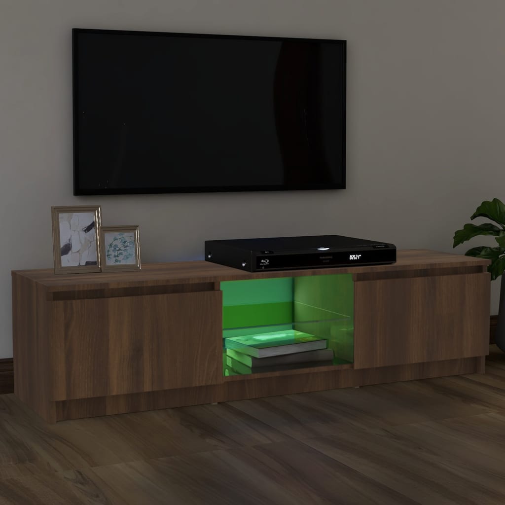TV spintelė su LED apšvietimu, ruda ąžuolo, 120x30x35,5cm