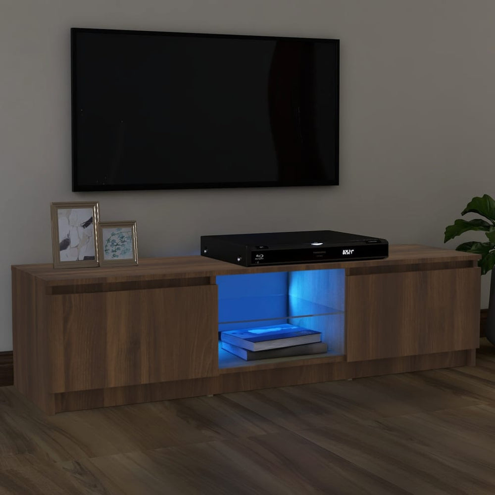 TV spintelė su LED apšvietimu, ruda ąžuolo, 120x30x35,5cm
