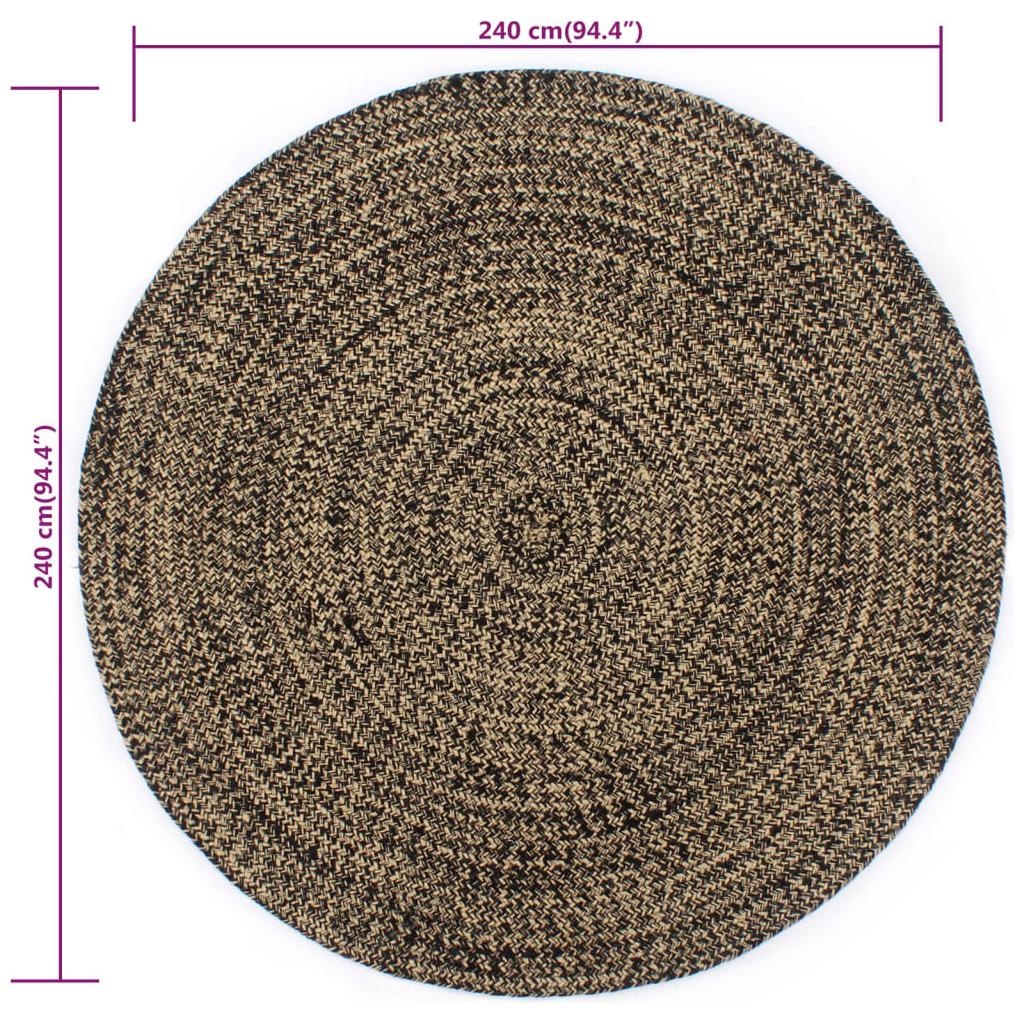 Kilimas, juodas ir rudas, 240cm, džiutas, rankų darbo