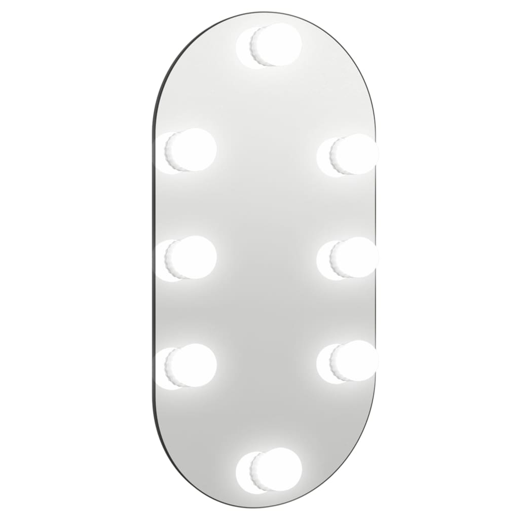Veidrodis su LED lemputėmis, 40x20cm, stiklas, ovalo formos