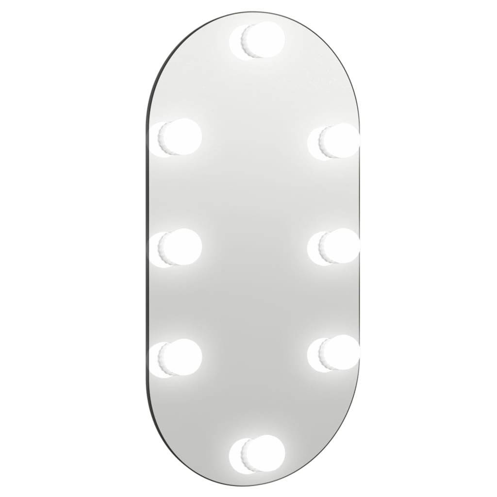 Veidrodis su LED lemputėmis, 60x30cm, stiklas, ovalo formos