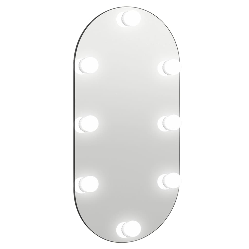 Veidrodis su LED lemputėmis, 80x40cm, stiklas, ovalo formos