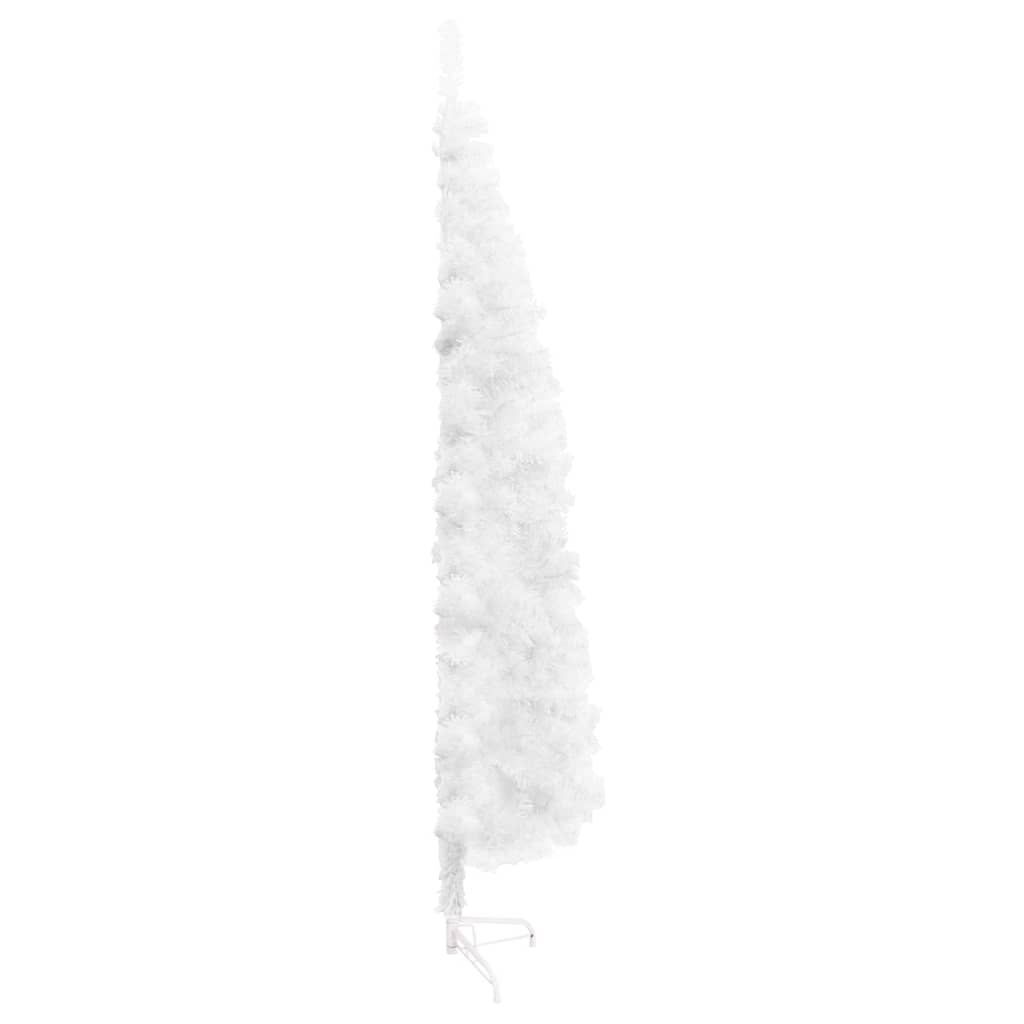 Siaura dirbtinė pusinė Kalėdų eglutė su stovu, balta, 150cm