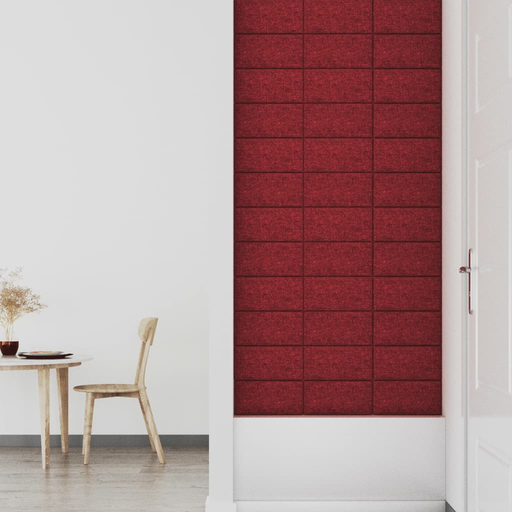 Sienų plokštės, 12vnt., vyno, 30x15cm, audinys, 0,54m²