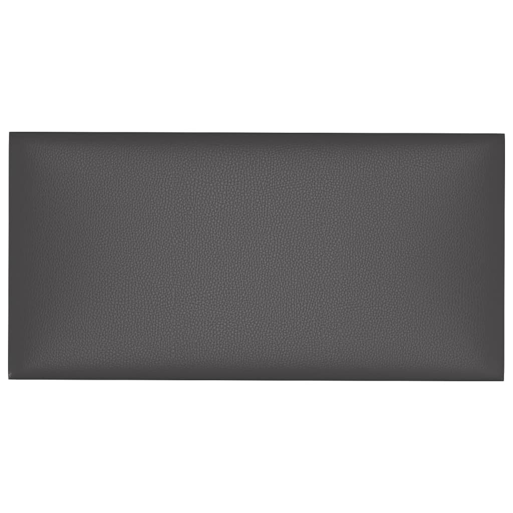 Sienų plokštės, 12vnt., pilkos, 30x15cm, dirbtinė oda, 0,54m²