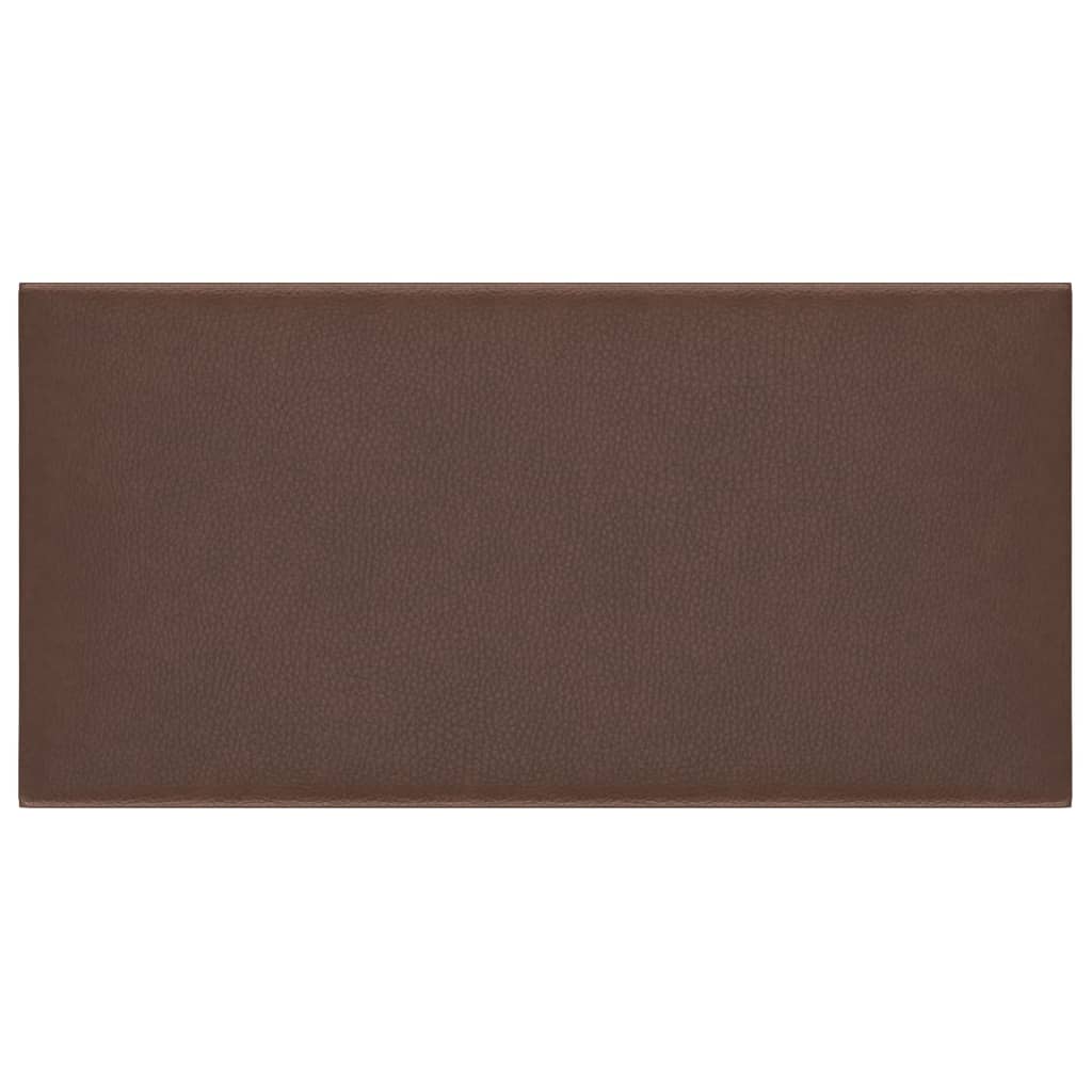 Sienų plokštės, 12vnt., rudos, 30x15cm, dirbtinė oda, 0,54m²