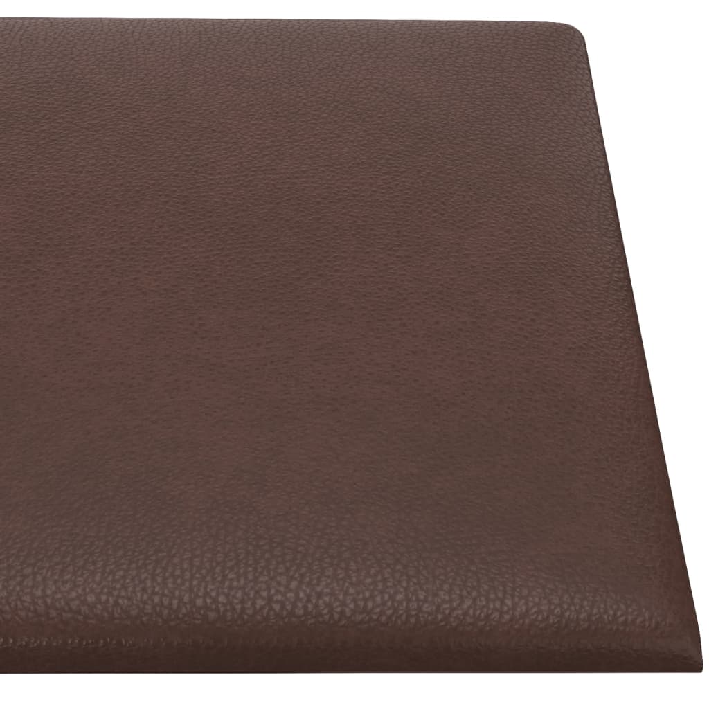 Sienų plokštės, 12vnt., rudos, 30x15cm, dirbtinė oda, 0,54m²