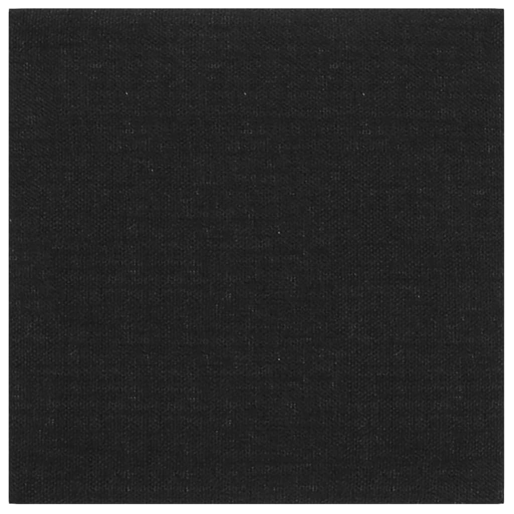 Sienų plokštės, 12vnt., juodos, 30x30cm, audinys, 1,08m²