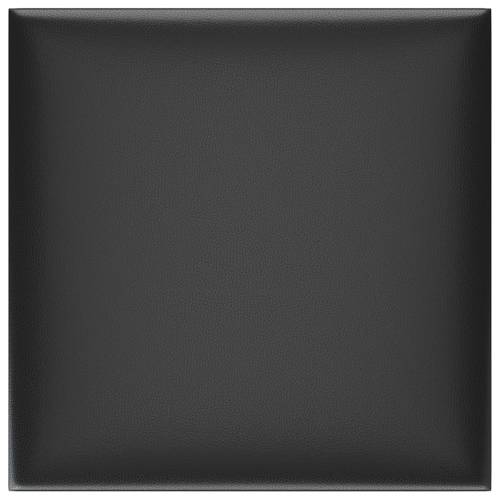 Sienų plokštės, 12vnt., juodos, 30x30cm, dirbtinė oda, 1,08m²