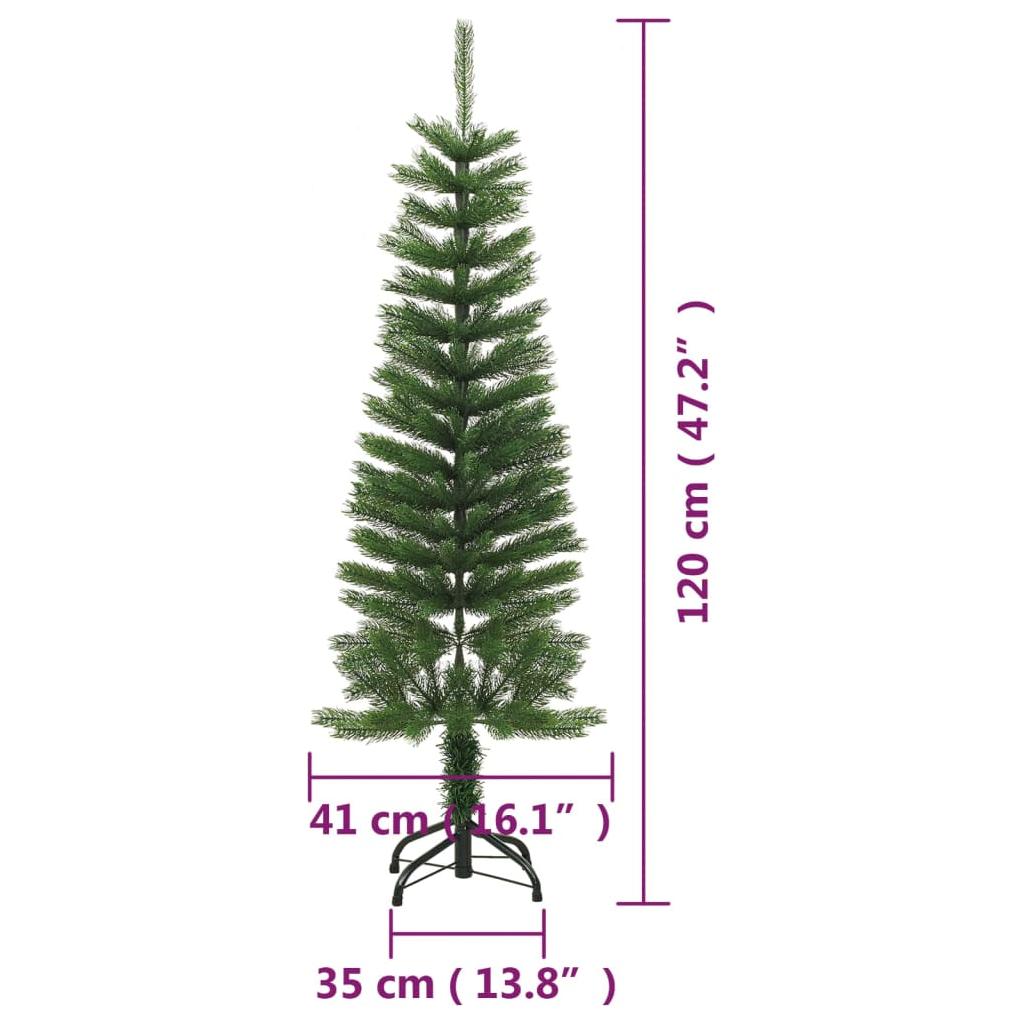 Dirbtinė siaura Kalėdų eglutė su stovu, 120cm, PE