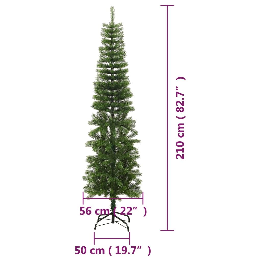 Dirbtinė siaura Kalėdų eglutė su stovu, 210cm, PE