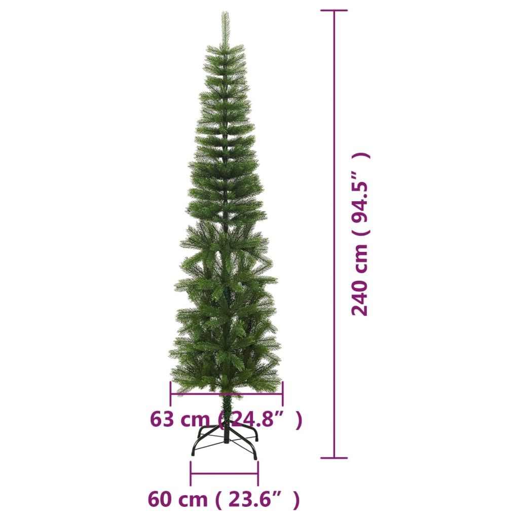 Dirbtinė siaura Kalėdų eglutė su stovu, 240cm, PE