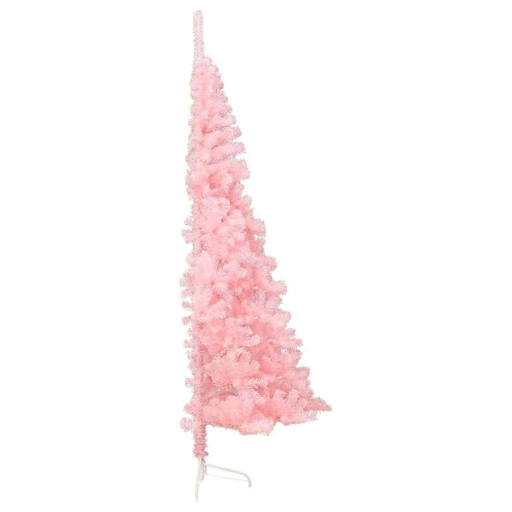 Dirbtinė pusinė Kalėdų eglutė su stovu, rožinė, 180cm, PVC