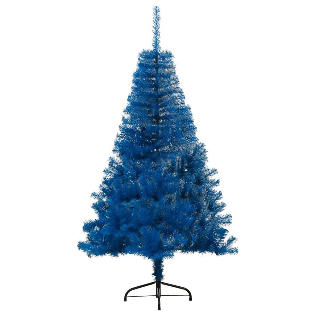 Dirbtinė pusinė Kalėdų eglutė su stovu, mėlyna, 150cm, PVC