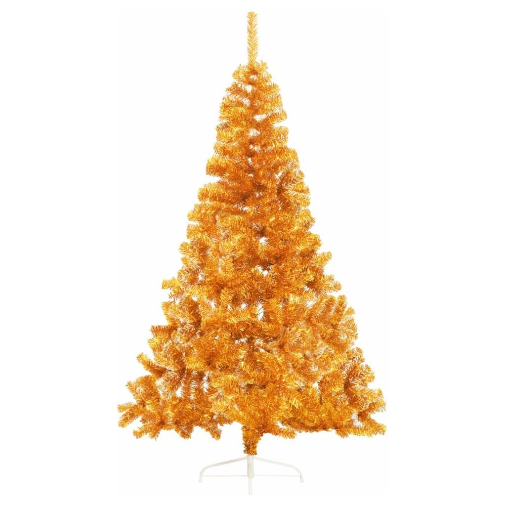 Dirbtinė pusinė Kalėdų eglutė su stovu, auksinė, 180cm, PVC
