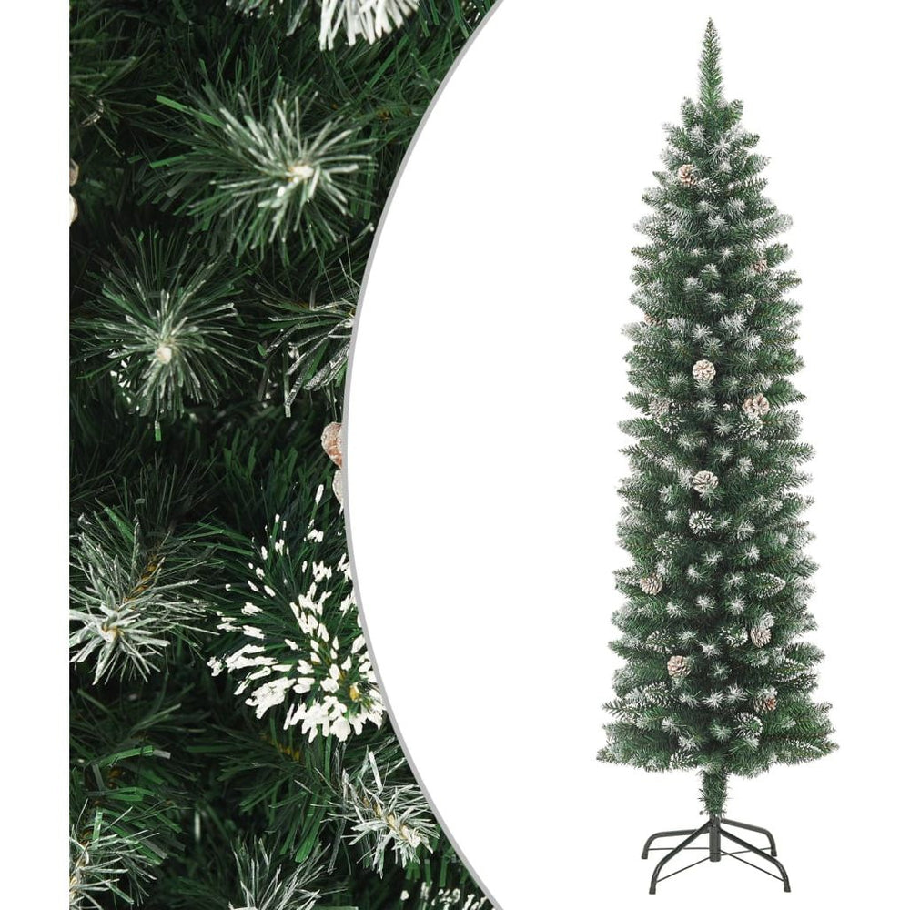Dirbtinė siaura Kalėdų eglutė su stovu, 120cm, PVC