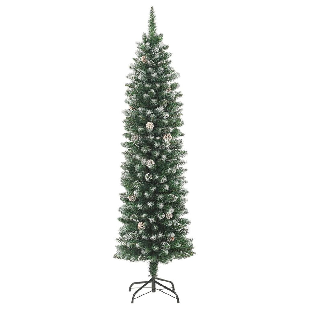 Dirbtinė siaura Kalėdų eglutė su stovu, 210cm, PVC