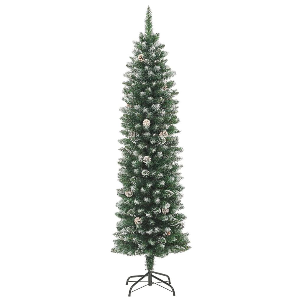 Dirbtinė siaura Kalėdų eglutė su stovu, 240cm, PVC