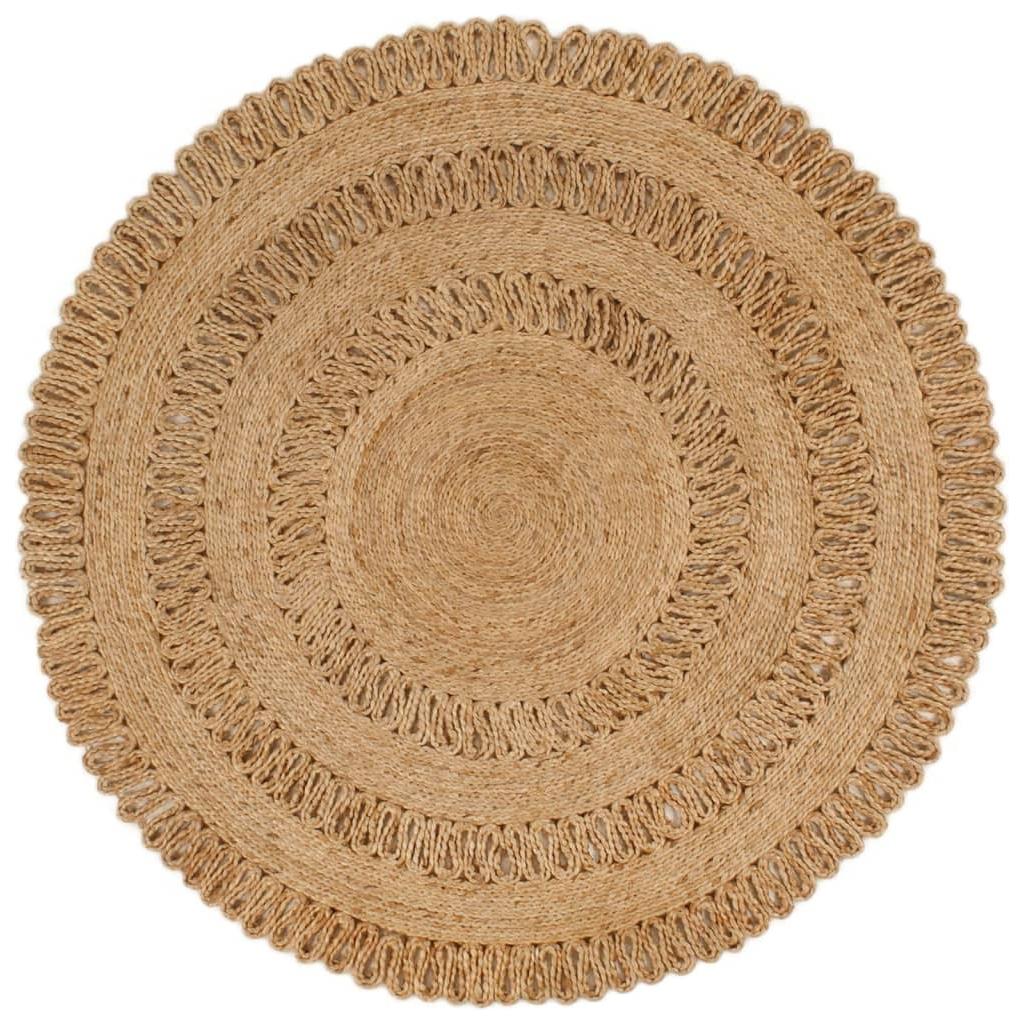 Kilimas, džiutas, 120cm, apskritas, pintas rankomis