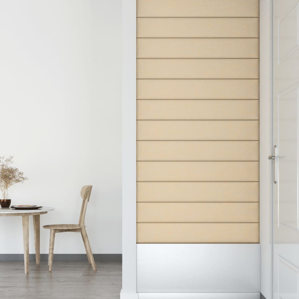 Sienų plokštės, 12vnt., kreminės, 90x15cm, audinys, 1,62m²