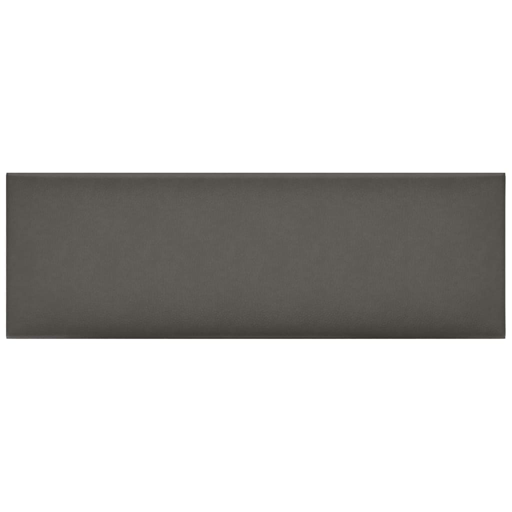 Sienų plokštės, 12vnt., pilkos, 90x30cm, dirbtinė oda, 3,24m²