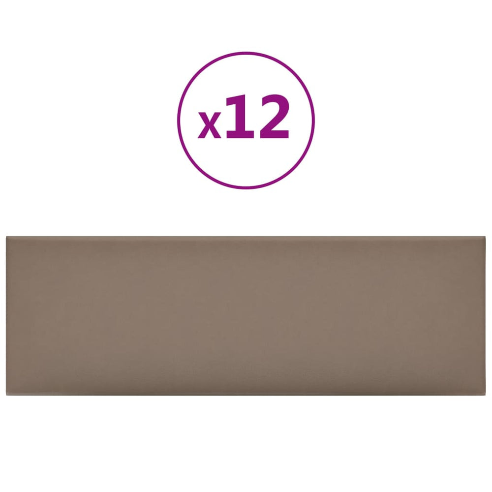 Sienų plokštės, 12vnt., kapučino, 90x30cm, dirbtinė oda, 3,24m²