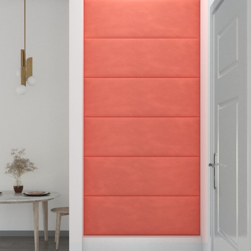 Sienų plokštės, 12vnt., rožinės, 90x30cm, audinys, 3,24m²