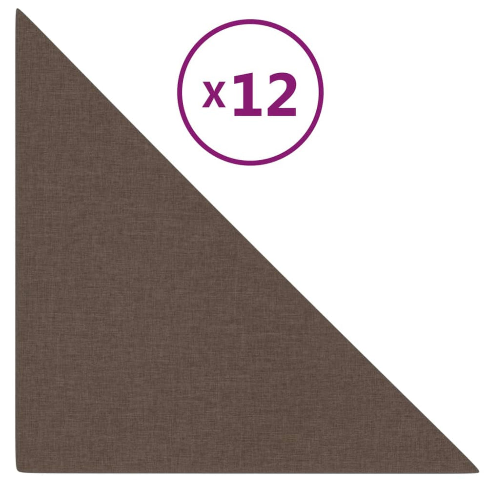 Sienų plokštės, 12vnt., rudos, 30x30cm, audinys, 1,08m²