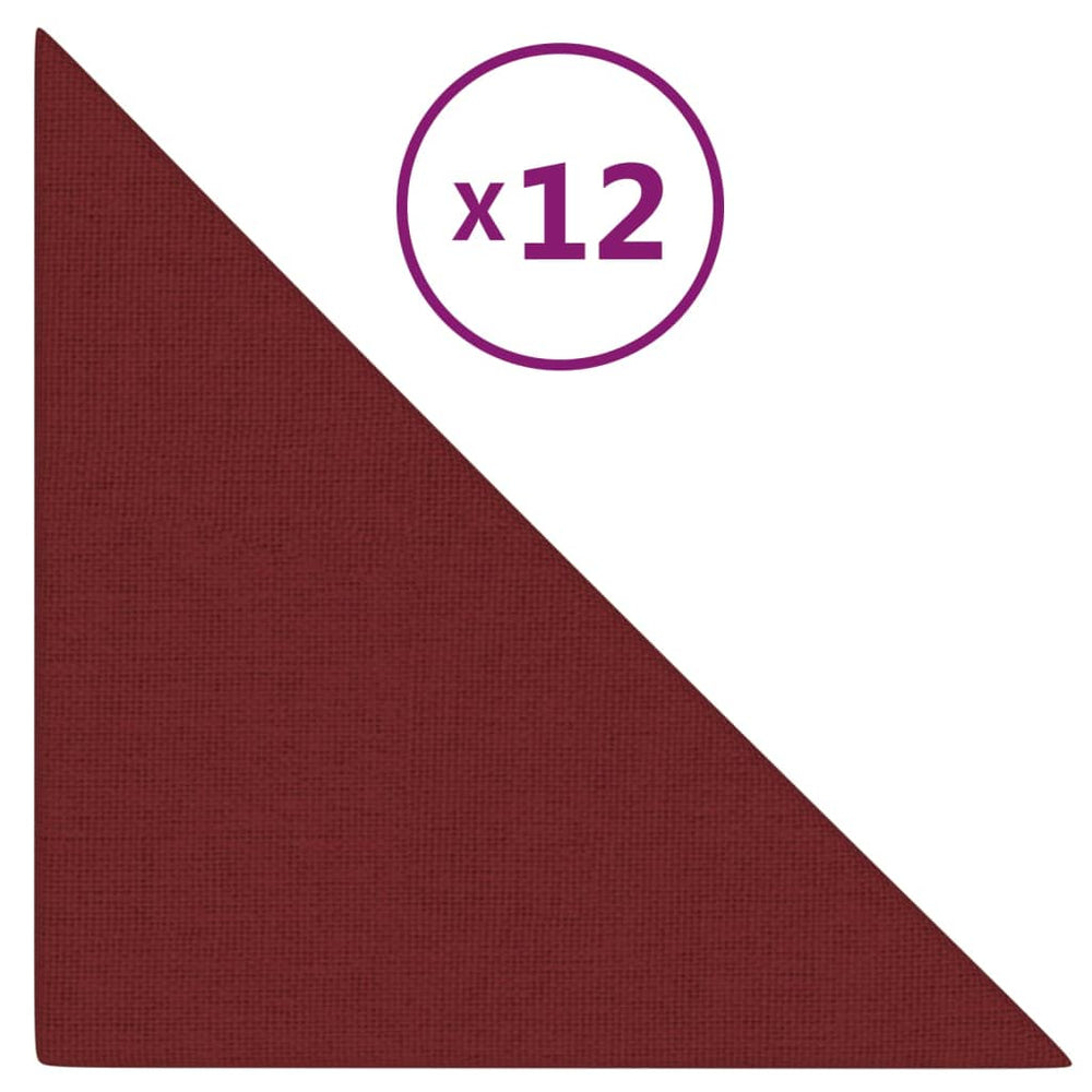 Sienų plokštės, 12vnt., vyno, 30x30cm, audinys, 1,08m²