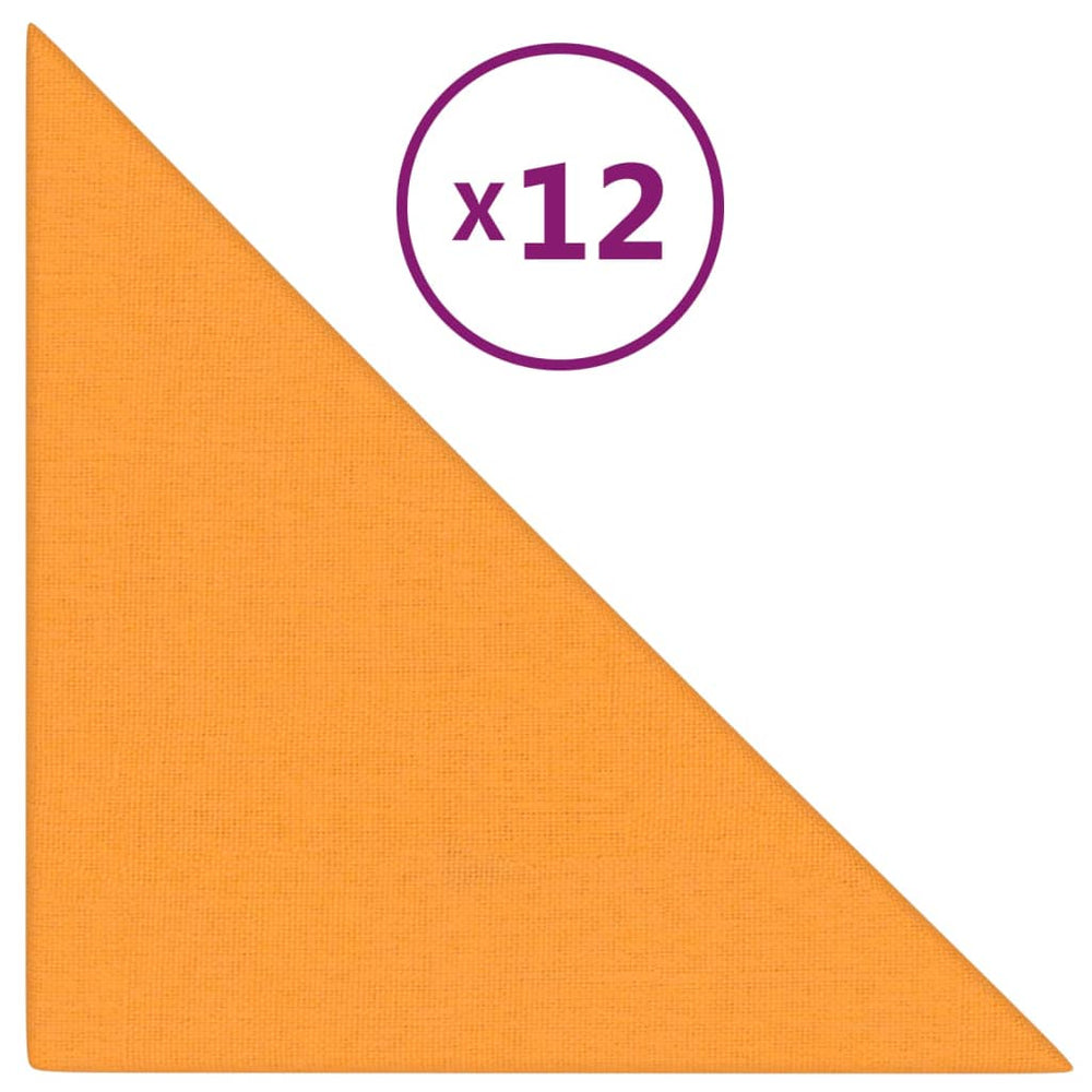 Sienų plokštės, 12vnt., geltonos, 30x30cm, audinys, 1,08m²