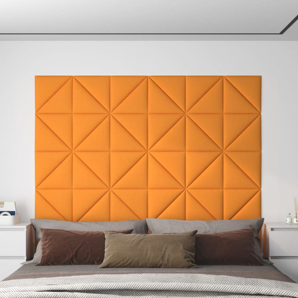 Sienų plokštės, 12vnt., geltonos, 30x30cm, audinys, 1,08m²