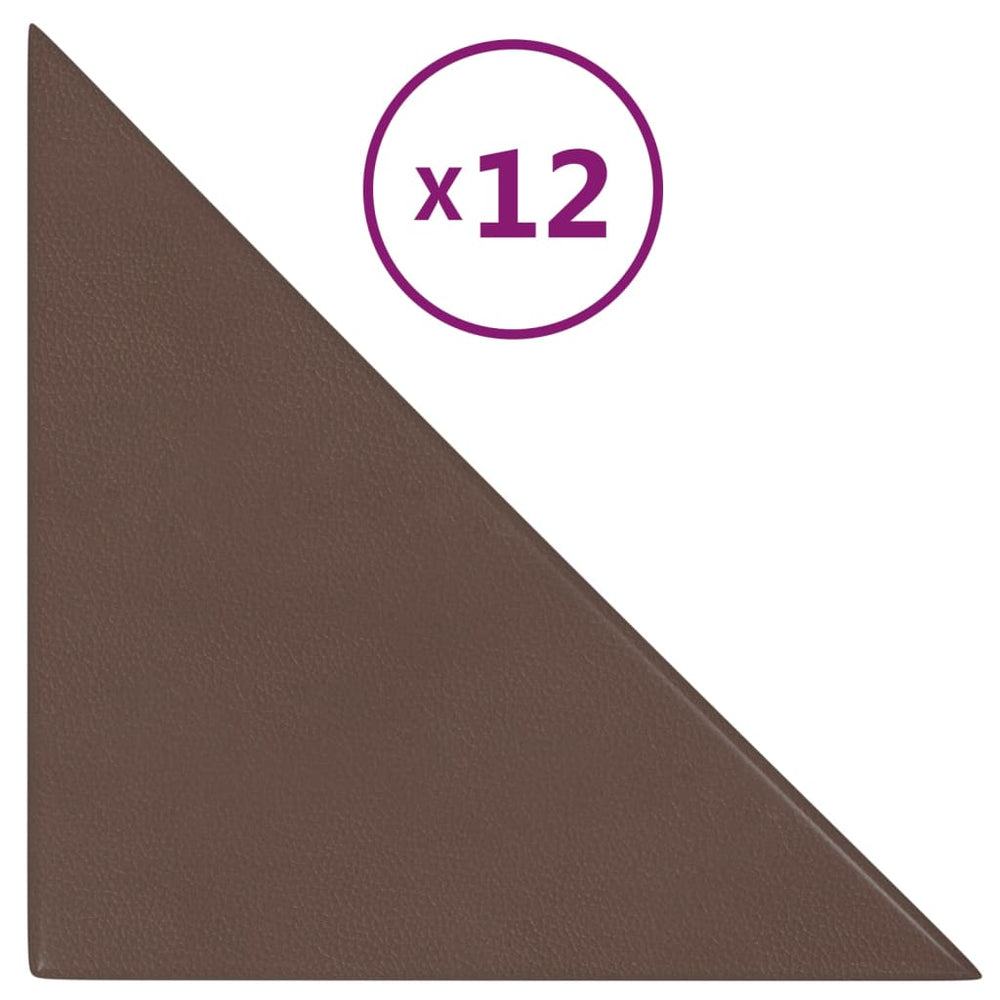 Sienų plokštės, 12vnt., rudos, 30x30cm, dirbtinė oda, 1,08m²