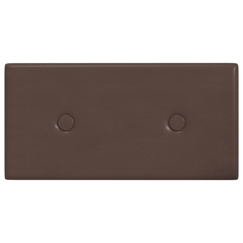 Sienų plokštės, 12vnt., rudos, 30x15cm, dirbtinė oda, 0,54m²