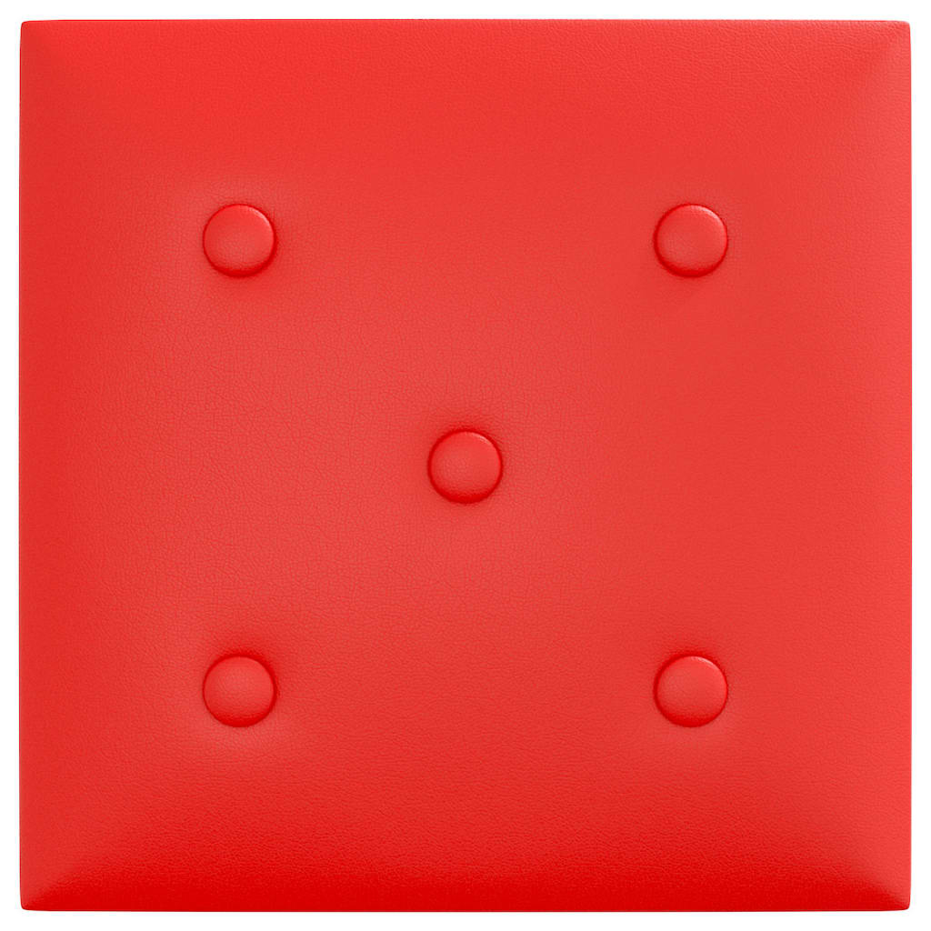 Sienų plokštės, 12vnt., raudonos, 30x30cm, dirbtinė oda, 1,08m²
