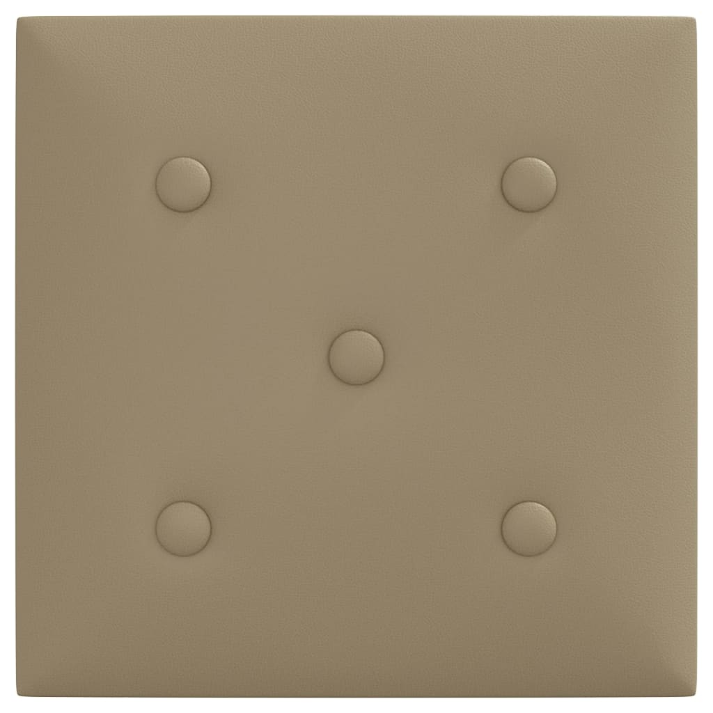 Sienų plokštės, 12vnt., kapučino, 30x30cm, dirbtinė oda, 1,08m²