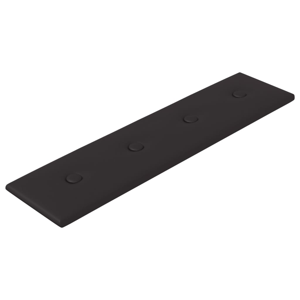Sienų plokštės, 12vnt., juodos, 60x15cm, dirbtinė oda, 1,08m²
