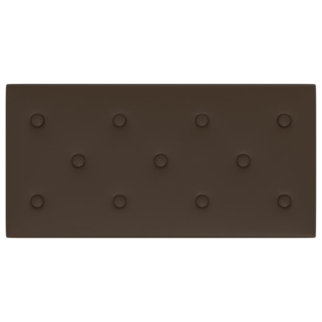 Sienų plokštės, 12vnt., rudos, 60x30cm, dirbtinė oda, 2,16m²