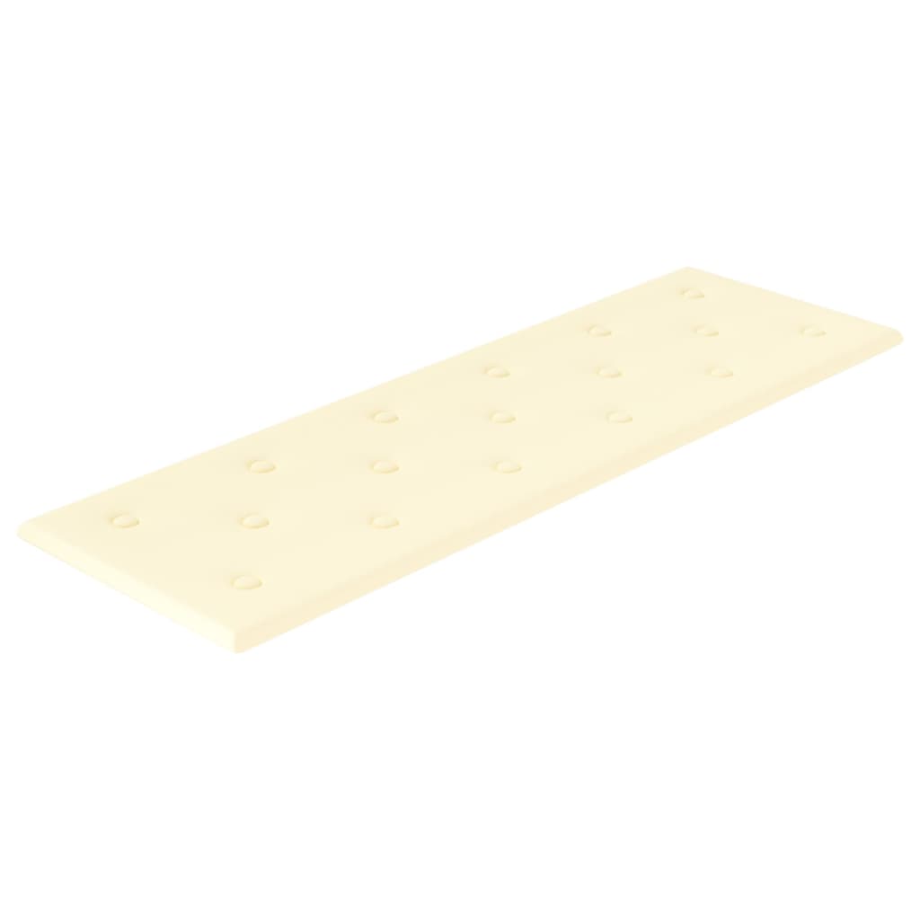 Sienų plokštės, 12vnt., kreminės, 90x30cm, dirbtinė oda, 3,24m²