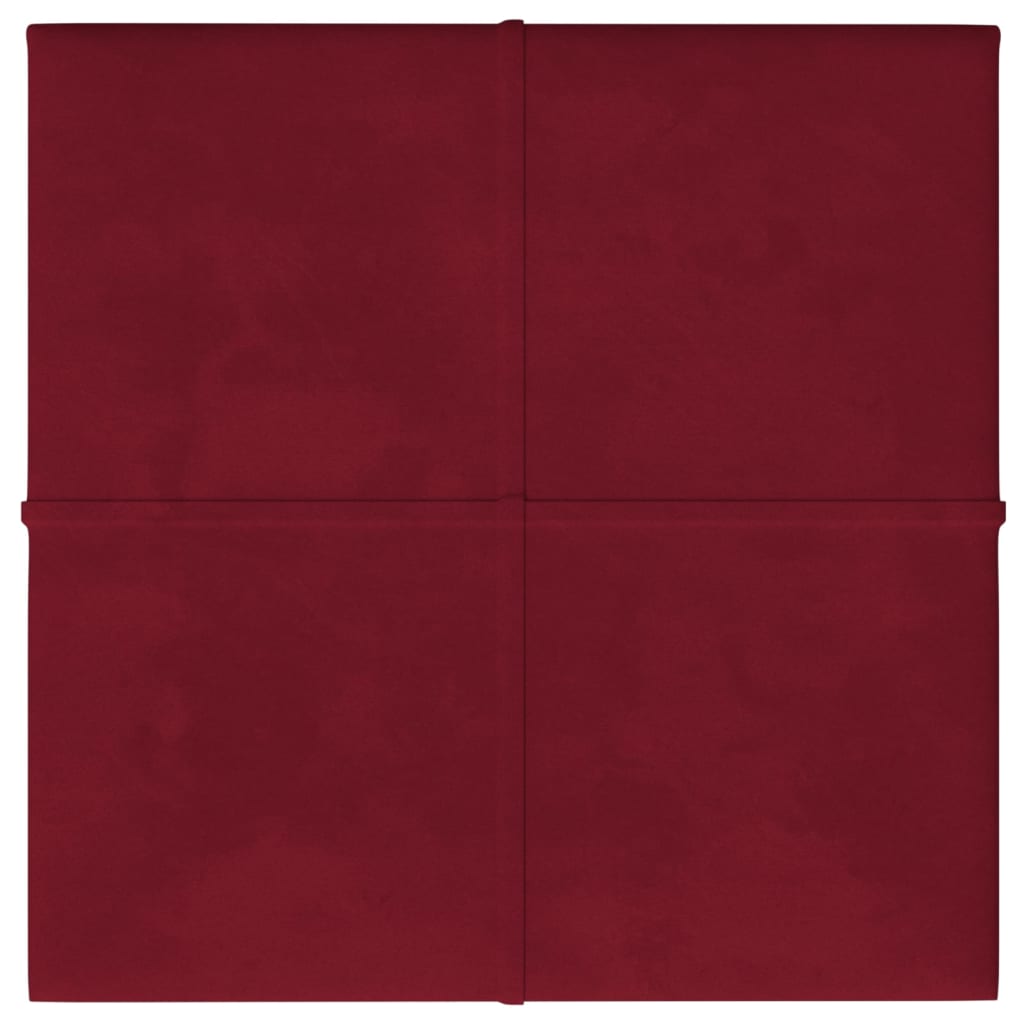 Sienų plokštės, 12vnt., vyno, 30x30cm, aksomas, 1,08m²