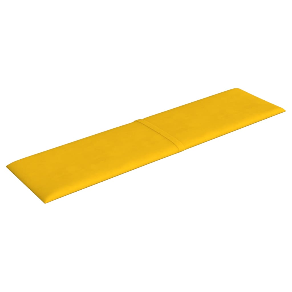 Sienų plokštės, 12vnt., geltonos, 60x15cm, aksomas, 1,08m²