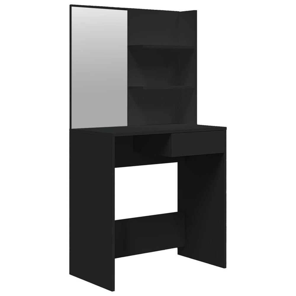 Kosmetinis staliukas su veidrodžiu, juodas, 74,5x40x141cm