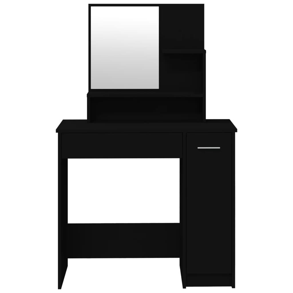 Kosmetinis staliukas su veidrodžiu, juodas, 86,5x35x136cm