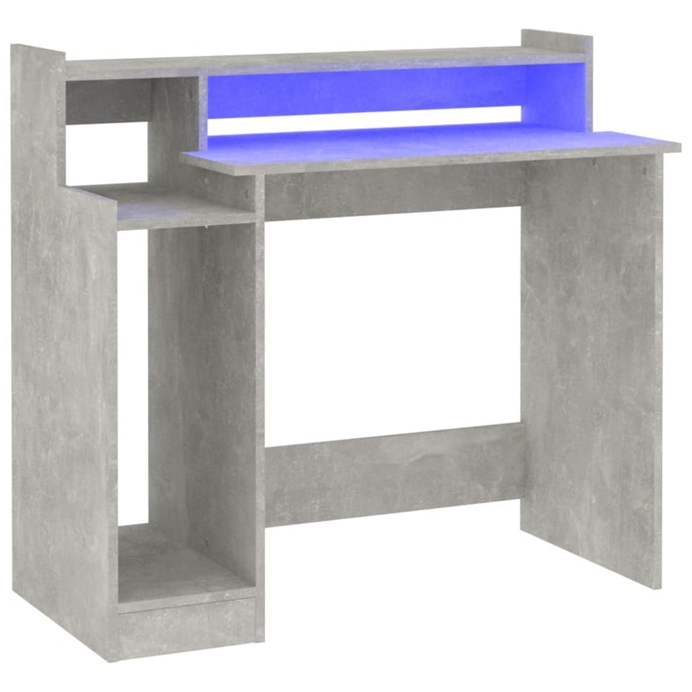 Rašomasis stalas su LED apšvietimu, pilkas, 97x90x45cm, mediena