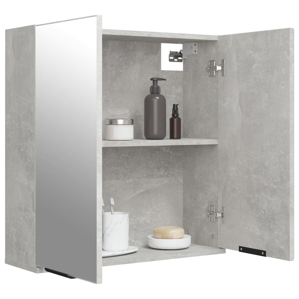 Veidrodinė vonios spintelė, betono pilkos spalvos, 64x20x67cm