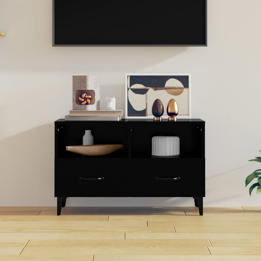 Televizoriaus spintelė, juodos spalvos, 80x36x50cm, mediena