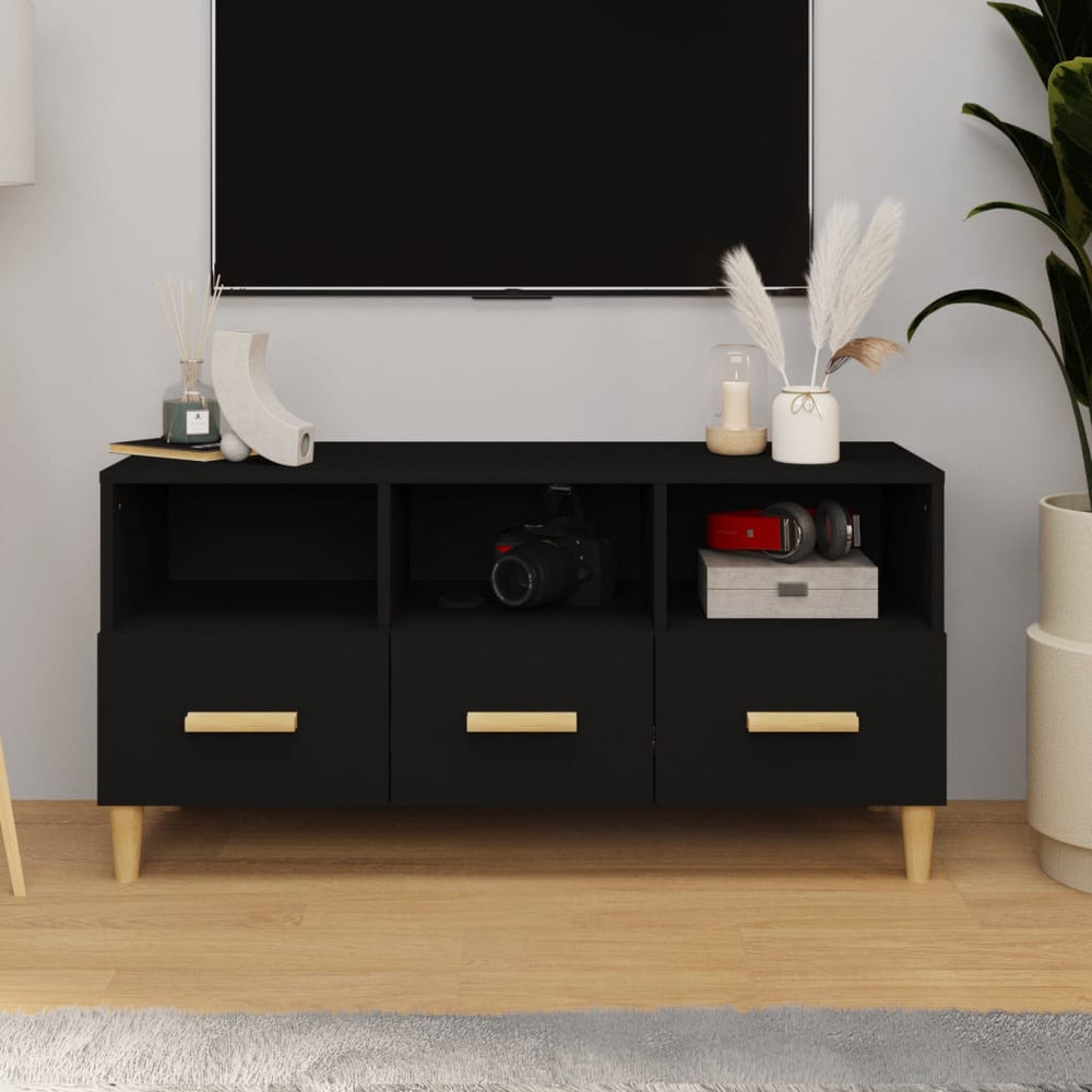 Televizoriaus spintelė, juoda, 102x36x50cm, apdirbta mediena