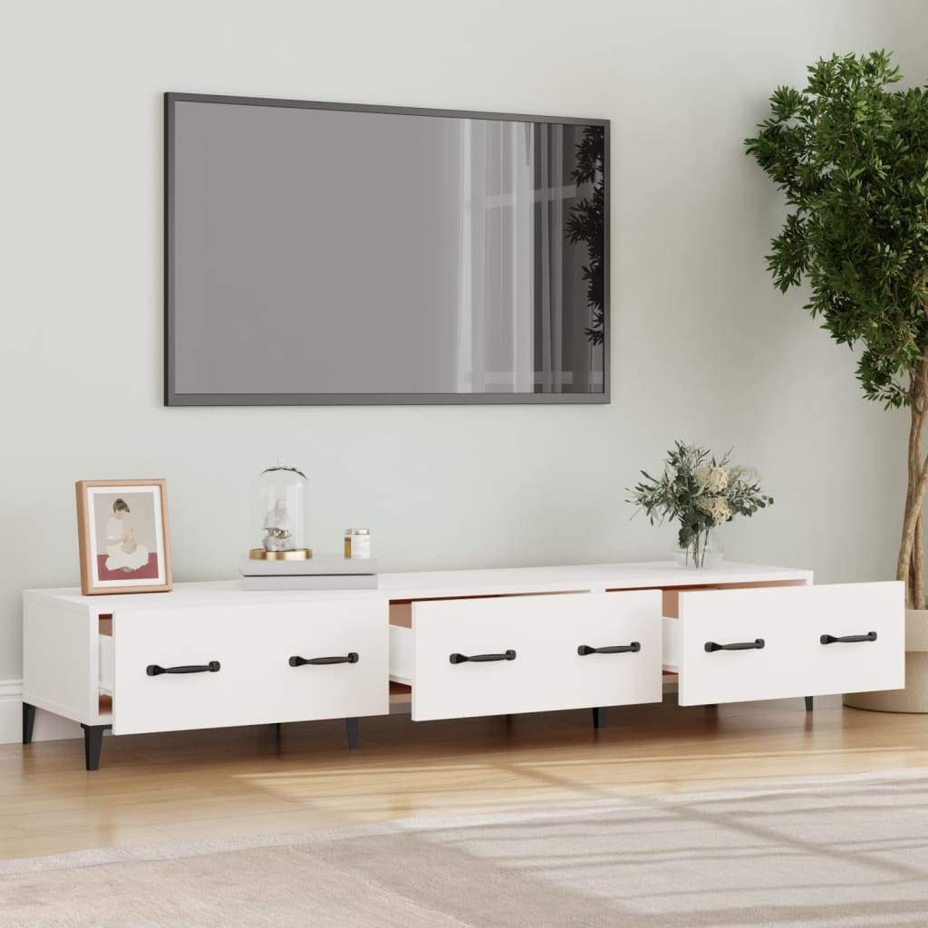 Televizoriaus spintelė, balta, 150x34,5x30cm, apdirbta mediena